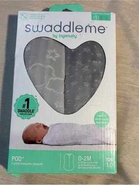 SwaddleMe by Ingenuity Newborn Pod 2-Pack - White and Teal